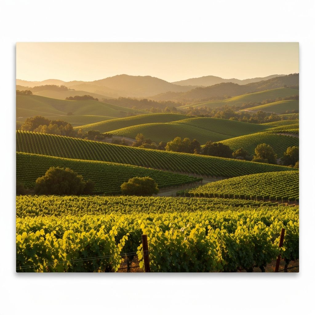 Napa Valley vineyard landscape with rolling hills